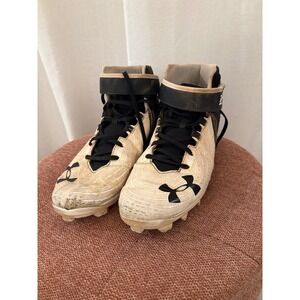 Under Armour Harper 4 Mid RM Baseball Cleats Black White 3022051-100 Mens 12